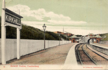 Kirkhill Station - opened 6th January,1902 - Card dated 23.12.1902 - Card No 72 - Printed for H. Lithgow, Cambuslang.